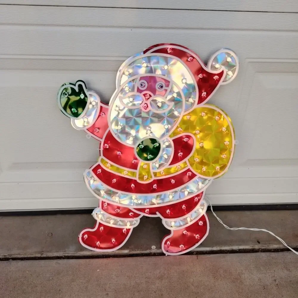 Vintage Home Accents Holographic Indoor/Outdoor Christmas Santa Light Up